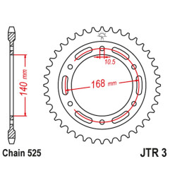 JT ZĘBATKA TYLNA 4613 41 BMW F 650 GS '09-'12, F800GS 08-18 (-1) (461341JT) (ŁAŃC. 525) CZARNA