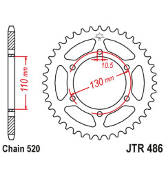 JT ZĘBATKA TYLNA 504 45 KAWASAKI EX250 NINJA '08-'12 (50445JT) (ŁAŃC. 520) CZARNA