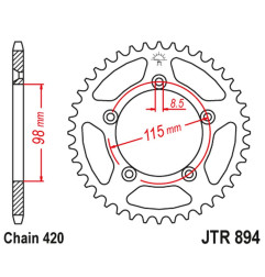 JT ZĘBATKA TYLNA 4552 48 KTM SX 60/65 '98-'21 (455248JT) (ŁAŃC. 420) KOLOR CZARNY