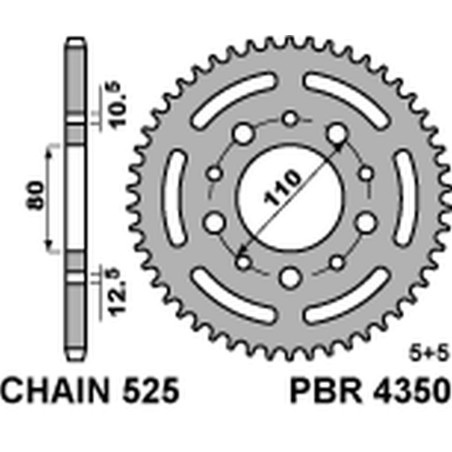 PBR WYPRZEDAZ ZĘBATKA TYLNA 4350 43 C45 HONDA CB 500 '94-'03, CB 750 '91-'03, VT 600 SHADOW '90-'04 (JTR1332.43)