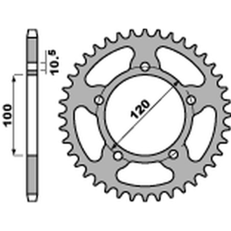 PBR WYPRZEDAZ ZĘBATKA TYLNA 4363 43 C45 APRILIA RSV 1000 MILLE R/SL/SP '98-'03, SHIVER 750 '07-'14 (JTR702.43)