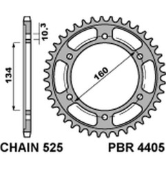 PBR ZĘBATKA TYLNA 4405 43 C45 HONDA CBR 600RR '03-'15, CBR 600F '01-'19, CBR 1000RR '17-'20 (JTR1307.43) = JTR1317.43