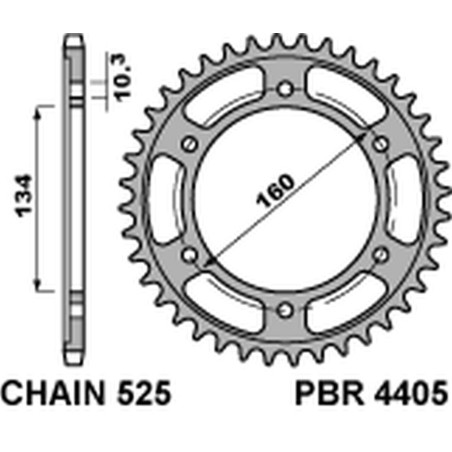 PBR ZĘBATKA TYLNA 4405 43 C45 HONDA CBR 600RR '03-'15, CBR 600F '01-'19, CBR 1000RR '17-'20 (JTR1307.43) = JTR1317.43