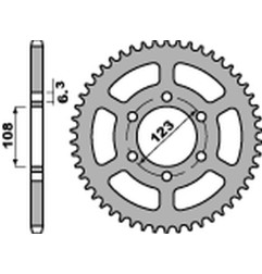 PBR ZĘBATKA TYLNA 4412 51 F APRILIA 50 SX '14-'20, DERBI 50 DRD/GP1 '04-'09 (JTR1133.51) (ŁAŃC.420) (STD.-2)