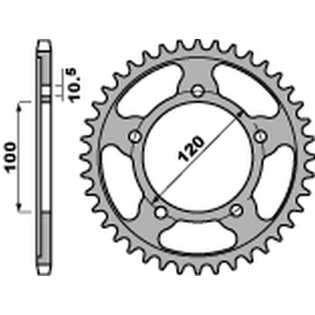 PBR ZĘBATKA TYLNA 4447 44 C45 APRILIA RSV 4RF '15-'17, RSV4 RR '16-'17, TUONO 1000/1100 '06-'15 (JTR713.44) (ŁAŃC.525)