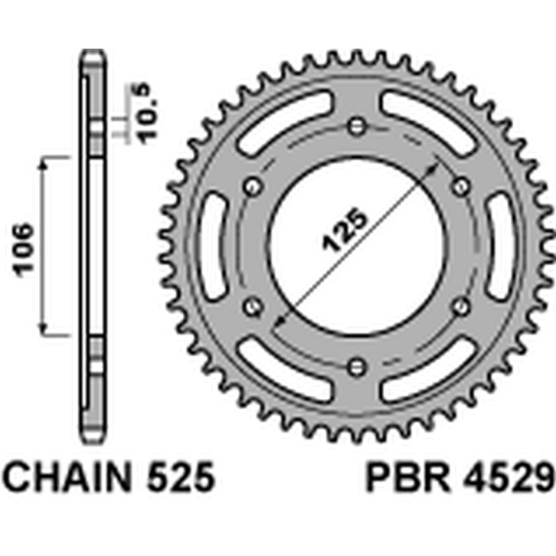 PBR ZĘBATKA TYLNA 4529 49 C45 TRIUMPH 675 DAYTONA/ STREET TRIPLE '06-'20, BONNEVILLE/SPEEDMASTER/THRUXTON 1200