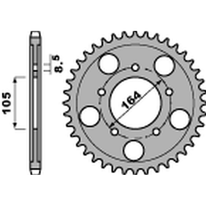 PBR ZĘBATKA TYLNA 4557 46 C45 GILERA GP 800 '09-'19, APRILIA SRV 850 '12 (ŁAŃC. 525) (STD.-1) (JTR-BRAK) (MADE IN ITALY)