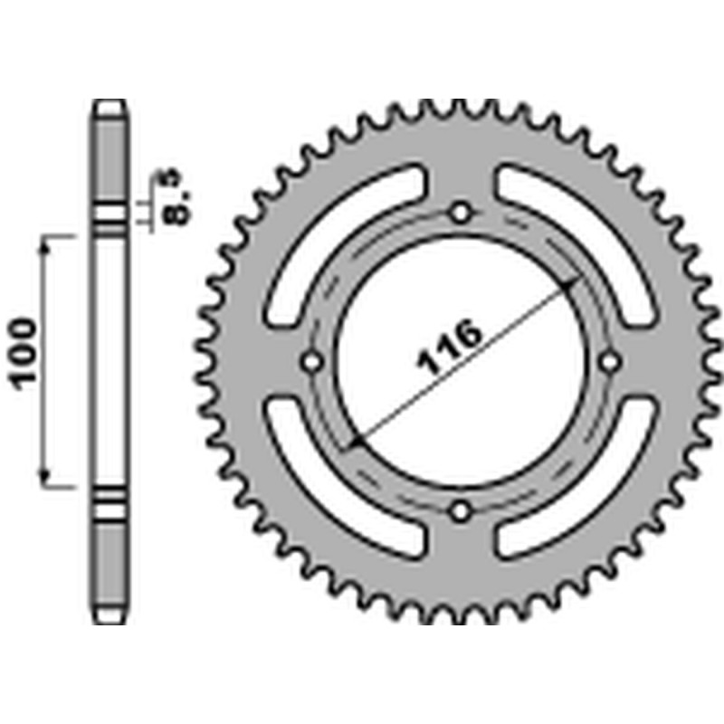 PBR ZĘBATKA TYLNA 467 53 C45 KAWASAKI KX 80/85 '86-'12 (JTR461.53) (ŁAŃC. 420) (MADE IN ITALY)
