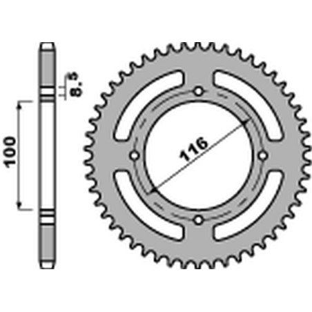 PBR ZĘBATKA TYLNA 467 53 C45 KAWASAKI KX 80/85 '86-'12 (JTR461.53) (ŁAŃC. 420) (MADE IN ITALY)