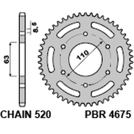 PBR ZĘBATKA TYLNA 4675 44 C45 KTM 125/200 DUKE '14-18, 390 DUKE/RC '13-18 (JTR890.44) (ŁAŃC. 520) (MADE IN ITALY)