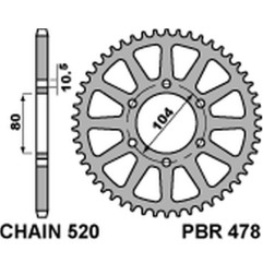 PBR ZĘBATKA TYLNA 478 47 C45 KAWASAKI Z 1000/SX '03-'20, ZX-10R/RR '04-'20, ZX-6R '98-'20, ER-6N '06-'17