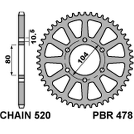 PBR ZĘBATKA TYLNA 478 47 C45 KAWASAKI Z 1000/SX '03-'20, ZX-10R/RR '04-'20, ZX-6R '98-'20, ER-6N '06-'17