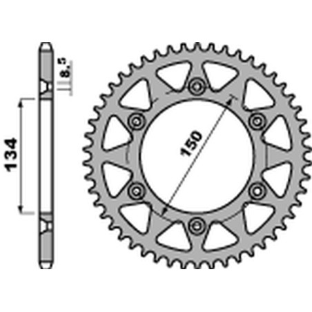 PBR WYPRZEDAZ ZĘBATKA TYLNA 489 53 C45 KAWASAKI KX/KXF 125/250 '84-'20, KDX 200/220/250 '84-'06 (JTR489.53) (ŁAŃC. 520)