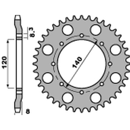 PBR PROMOCJA ZĘBATKA TYLNA 506 46 C45 KAWASAKI KLR 600 '84-'90 (JTR477.46) (ŁAŃC. 520) (STD.+3) (MADE IN ITALY)
