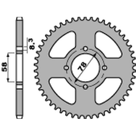 PBR ZĘBATKA TYLNA 810 38 F SUZUKI GN 125 '92-'00 (JTR810.38) (ŁAŃC. 428) (STD.-3) (MADE IN ITALY)