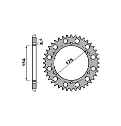 PBR WYPRZEDAZ ZĘBATKA TYLNA 258 44 C45 HONDA CB 1000 R (08-15) (SC60) (JTR1340.44) (ŁAŃC. 530) (MADE IN ITALY)