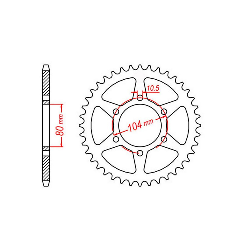 MTX PARTS ZĘBATKA TYLNA 478 43 KAWASAKI ZX6R '05-'17, Z 750 (47843JT) (ŁAŃC. 520) (SREBRNA)