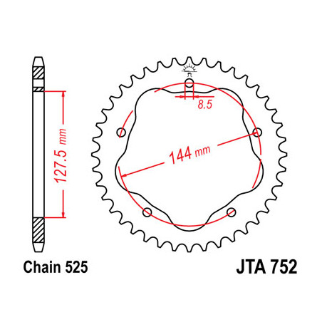 JT ZĘBATKA TYLNA 4320 42 ALUMINIOWA DUCATI 848/916/996/1000/1100 KOLOR CZARNY - ZASTĘPUJE JTA752.42