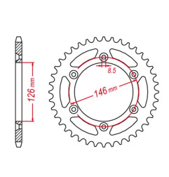 GROSSKOPF WYPRZEDAŻ ZĘBATKA TYLNA ALUMINIOWA KOLOR CZARNY 808 47 SUZUKI DRZ 400 '00-'24, RM 125/250, RMZ 250/450