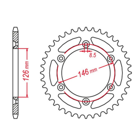 GROSSKOPF WYPRZEDAŻ ZĘBATKA TYLNA ALUMINIOWA KOLOR CZARNY 808 47 SUZUKI DRZ 400 '00-'24, RM 125/250, RMZ 250/450
