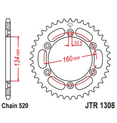 JT ZĘBATKA TYLNA 4400 43 ALUMINIOWA HONDA CBR 600/900/929/954/1000 (440045JTA) (ŁAŃC. 520) KOLOR CZARNY