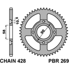 PBR ZĘBATKA TYLNA 269 39 HONDA CB 125T 78-82 (JTR269.39) (ŁAŃC. 428) (MADE IN ITALY)