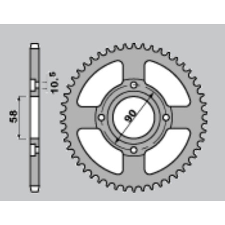 PBR ZĘBATKA TYLNA 279 45 C45 KTM 125 DUKE 11-13 (JTR273.45) (ZAMIENNA Z 4668 45) (ŁAŃC. 520) (OTWÓR 8,5MM)