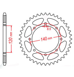 MTX PARTS ZĘBATKA TYLNA 491 44 KAWASAKI KLE 500 '91-'07 (JTR487.44) (ŁAŃC. 520)