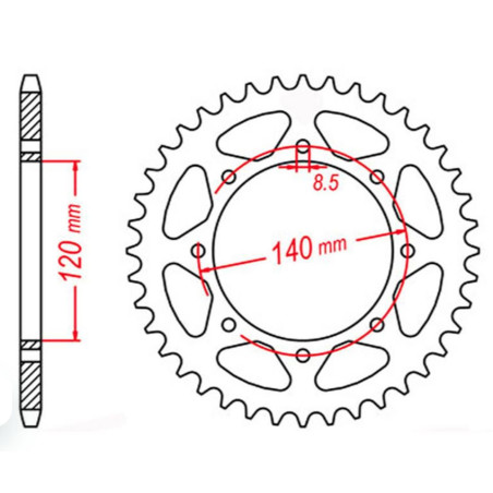 MTX PARTS ZĘBATKA TYLNA 491 44 KAWASAKI KLE 500 '91-'07 (JTR487.44) (ŁAŃC. 520)