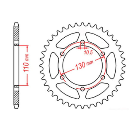MTX PARTS ZĘBATKA TYLNA 504 44 KAWASAKI NINJA 250 09-11 (JTR486.44) (ŁAŃC. 520)
