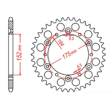 MTX PARTS ZĘBATKA TYLNA 856 42 YAMAHA TT600R '98-'03, TT600S '93-'95, YFZ 350 BANSHEE`89-06 (JTR853.42) (ŁAŃC. 520)