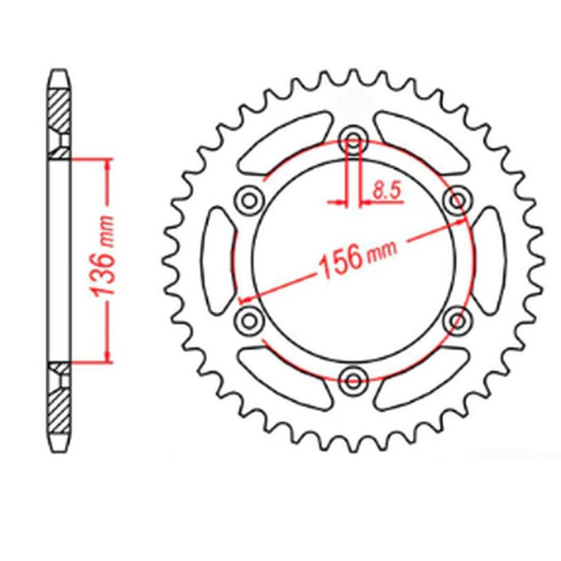 MTX PARTS ZĘBATKA TYLNA 702 45 HUSQVARNA TE 410 '99-'00, TE 610 '99-'09, SMR 450/630 '03-'04, SUZUKI DR 350 '90-'03
