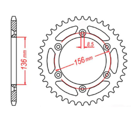 MTX PARTS ZĘBATKA TYLNA 702 45 HUSQVARNA TE 410 '99-'00, TE 610 '99-'09, SMR 450/630 '03-'04, SUZUKI DR 350 '90-'03