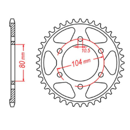 MTX PARTS ZĘBATKA TYLNA 4359 44 KAWASAKI ZX750R, NINJA, KLZ VERSYS (12-) (JTR1489.44) (ŁAŃC. 525)