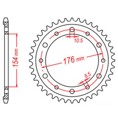 MTX PARTS ZĘBATKA TYLNA 4434 43 HONDA VFR750, VFR800 V-TEC '02-'14, VFR800X CROSSRUNNER '11-'15 (JTR1340.43) (ŁAŃC. 530)