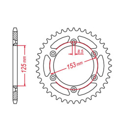 GROSSKOPF WYPRZEDAŻ ZĘBATKA TYLNA ALUMINIOWA KOLOR CZARNY 289 53 HONDA CR/CRF '83-'25, BETA RR '13-'25 KOLOR CZARNY