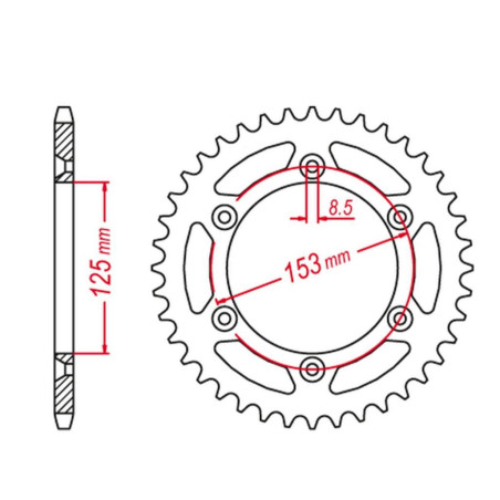 GROSSKOPF WYPRZEDAŻ ZĘBATKA TYLNA ALUMINIOWA KOLOR CZARNY 289 53 HONDA CR/CRF '83-'25, BETA RR '13-'25 KOLOR CZARNY