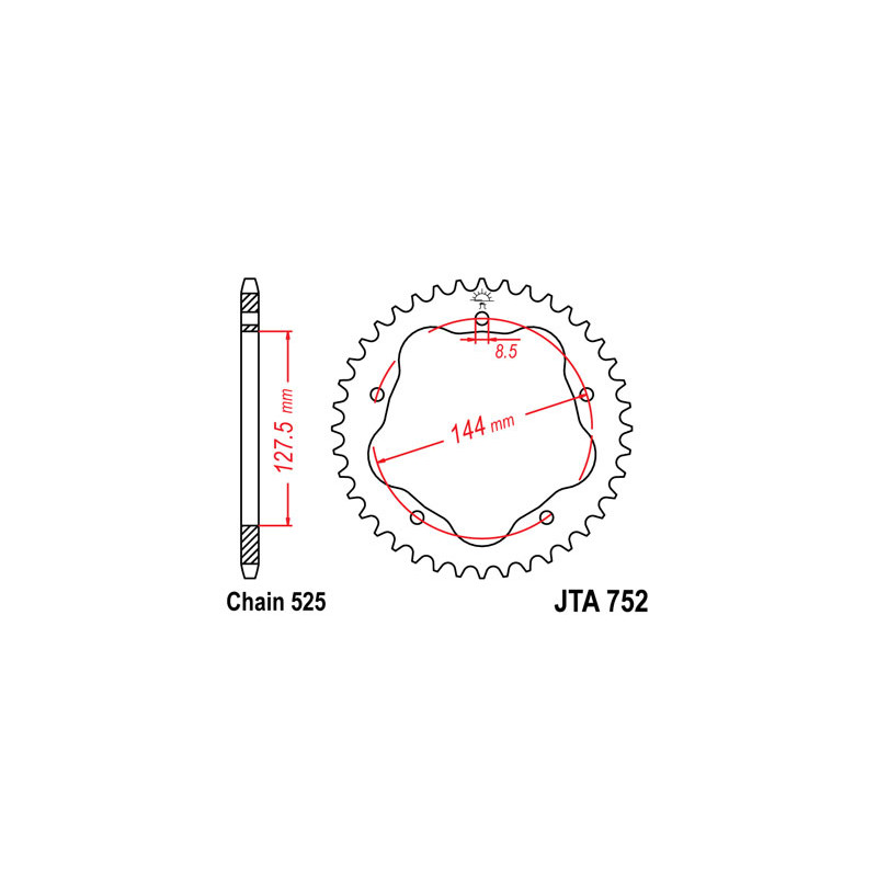 JT ZĘBATKA TYLNA 4320 39 ALUMINIOWA DUCATI 796/848/1100 (432039JT) (ŁAŃC. 525) KOLOR CZARNY