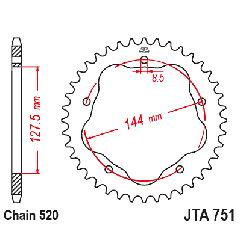 JT ZĘBATKA TYLNA 4320M 43 ALUMINIOWA DUCATI MONSTER 800 S2R '05-'07, HYPERMOTARD 950 '19-'23