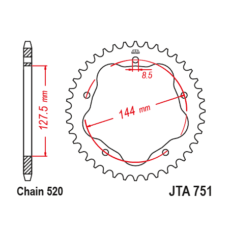 JT ZĘBATKA TYLNA 4320M 43 ALUMINIOWA DUCATI MONSTER 800 S2R '05-'07, HYPERMOTARD 950 '19-'23