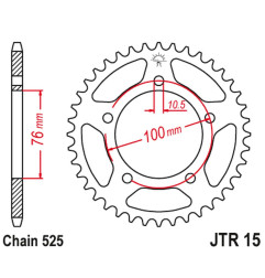 JT ZĘBATKA TYLNA 4456 43 BENELLI LEONCIO 500 '18-'20 (445643JT) (ŁAŃC. 525) (OEM: 60002P100000)