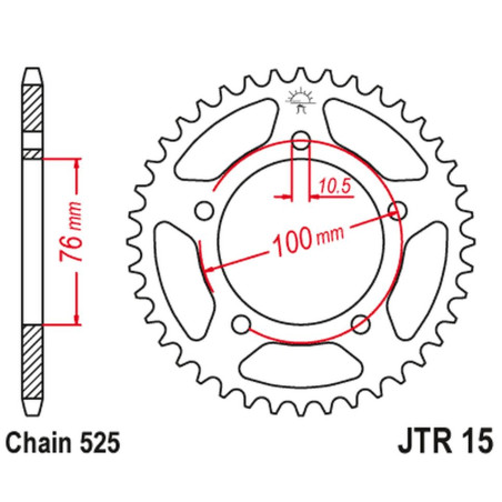 JT ZĘBATKA TYLNA 4456 43 BENELLI LEONCIO 500 '18-'20 (445643JT) (ŁAŃC. 525) (OEM: 60002P100000)