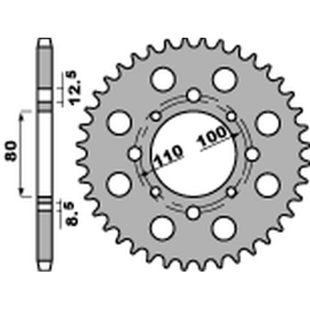PBR WYPRZEDAZ ZĘBATKA TYLNA 333 41 HONDA CB 750K 78 (ŁAŃC. 630) (JTR333.41) (MADE IN ITALY)