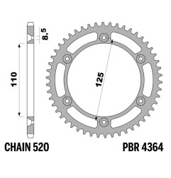 PBR PROMOCJA ZĘBATKA TYLNA 4364 43 BETA TRIAL 250 '97-'02 (ŁAŃC. 520) (MADE IN ITALY)