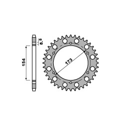 PBR ZĘBATKA TYLNA 4441 43 C45 APRILIA RST 1000 FUTURA (01-04) (ŁAŃC. 525) (MADE IN ITALY)