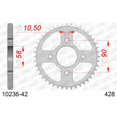 AFAM 2026/04 ZĘBATKA TYLNA 4669 42 HONDA CBR 125 11-17 (JTR1221.42) (ŁAŃC. 428) OTWÓR NA ŚRUBĘ 10,5