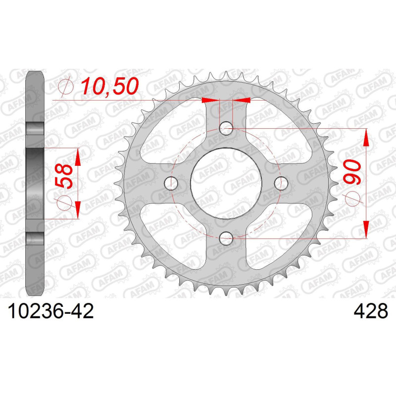 AFAM 2026/04 ZĘBATKA TYLNA 4669 42 HONDA CBR 125 11-17 (JTR1221.42) (ŁAŃC. 428) OTWÓR NA ŚRUBĘ 10,5 AFAM 2026/04 ZĘBATKA TYLNA 4669 42 HONDA CBR 125 11-17 (JTR1221.42) (ŁAŃC. 428) OTWÓR NA ŚRUBĘ 10,5