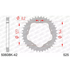 Zębatka tył stalowa Afam 50608K 42z rozmiar 525 czarna