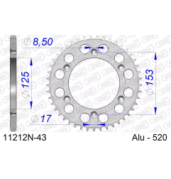 Zębatka tył aluminiowa Afam 11212N 43z rozmiar 520 MX