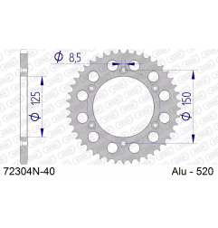 Zębatka tył aluminiowa Afam 72304N 40z rozmiar 520 MX